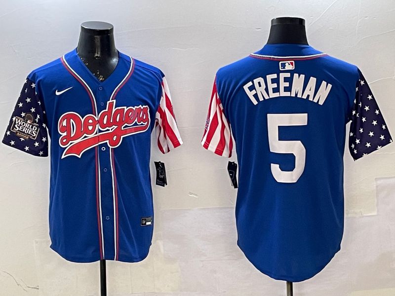 Men Los Angeles Dodgers #5 Freeman Blue a generation of national flags Joint name 2025 Nike MLB Jersey style 3->toronto blue jays->MLB Jersey